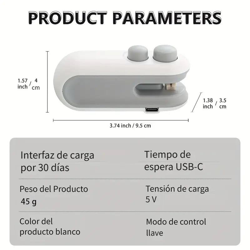 Mini máquina selladora de bolsas de plástico (2 en 1)