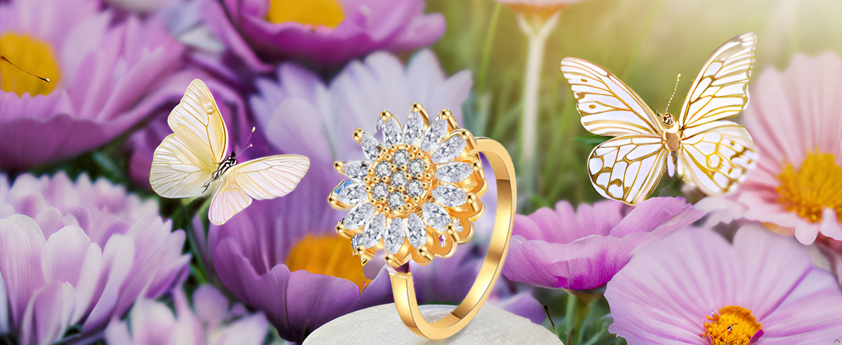 Anillo Giratorio de Girasol | Anti-Estrés