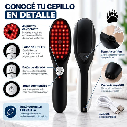 CEPILLO LED MASAJEADOR DEL CUERO CABELLUDO CRECIMIENTO MAS INTENSO