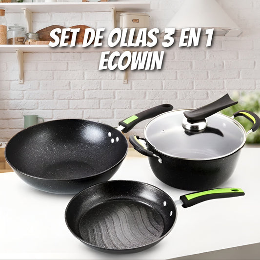 🫕 SET DE OLLAS 3 EN 1 ECOWIN 🍳
