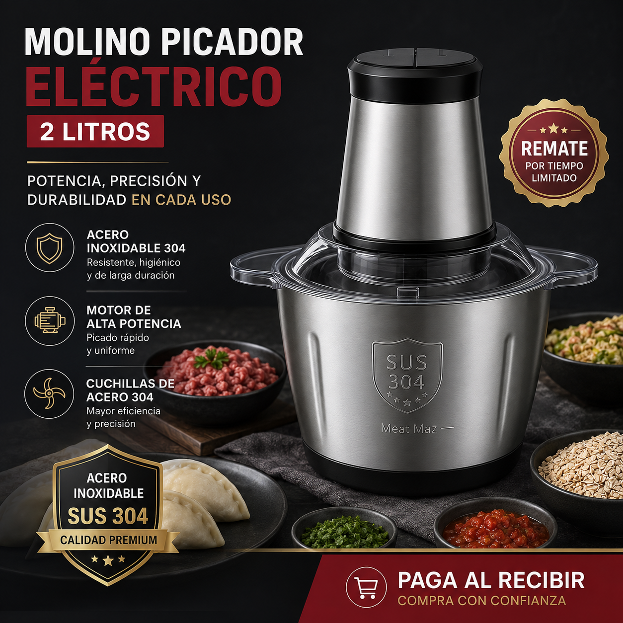 Molino picador y procesador de alimentos multifuncional