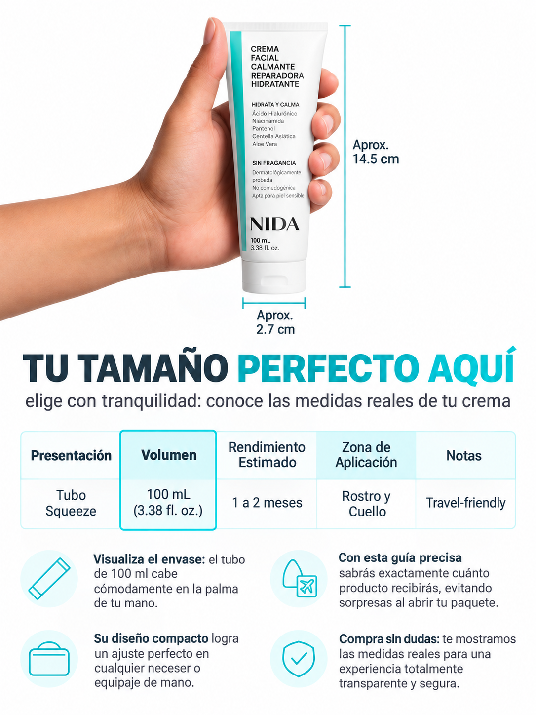 Tamaño crema NIDA